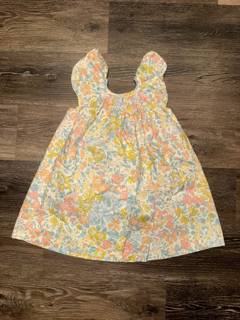 Girls Floral Sundress with Ruffle Sleeves - Pastel Multi